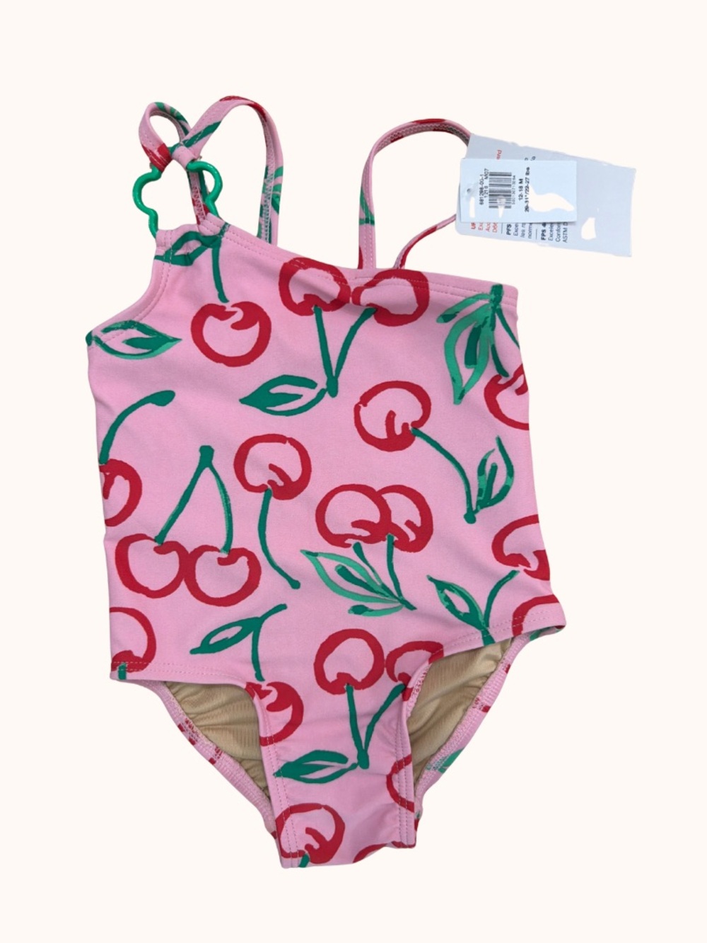 Old Navy Pink Cherry-Print Girls One-Piece Swimsuit